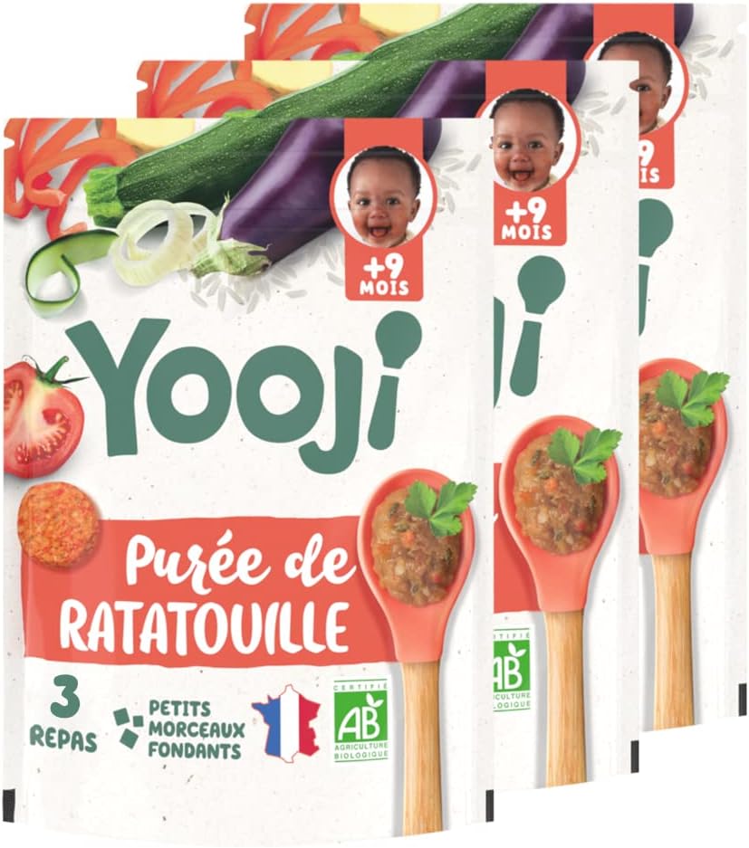 Purée bio ratatouille premiers morceaux – 9 repas bébé dès 9 mois - Lot 3x480g