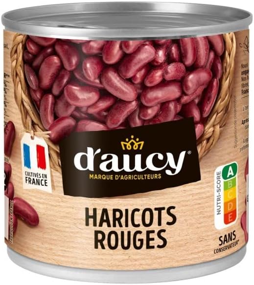 D'AUCY - Haricots Rouges de qualité supérieure en conserve - 250g net égoutté - Idéal pour vos recettes de chili et plats mijotés - Au naturel sans conservateurs ajout - Lot De 4 - Vendu Par Lot