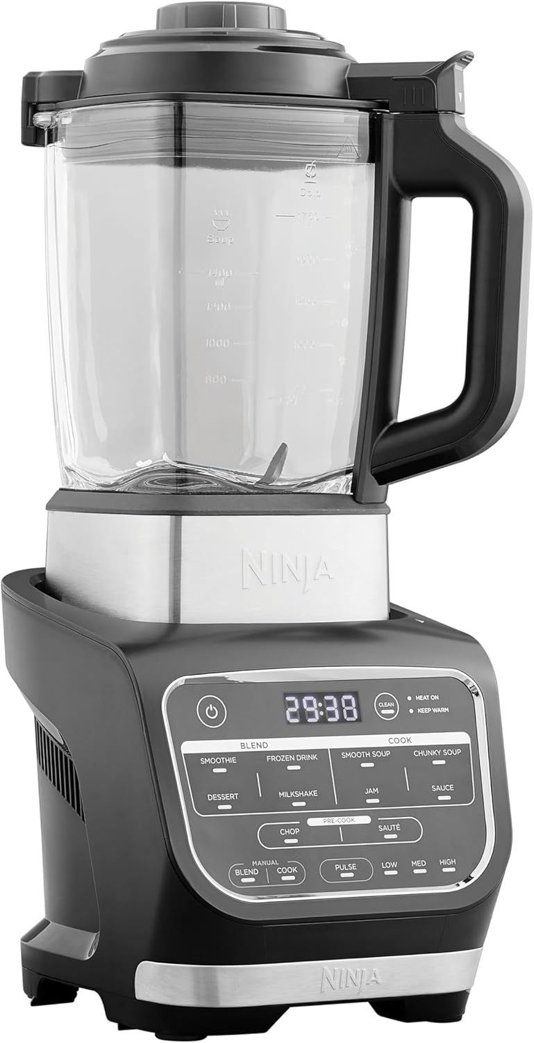 Foodi Blender Chauffant, 1000W, Capacité 1,7L, 10 Programmes Automatiques, Soupe, Velouté, Compote, Confiture, Smoothie, Brosse et Programme de Nettoyage, Noir HB150EU Blender Chauffant Noir