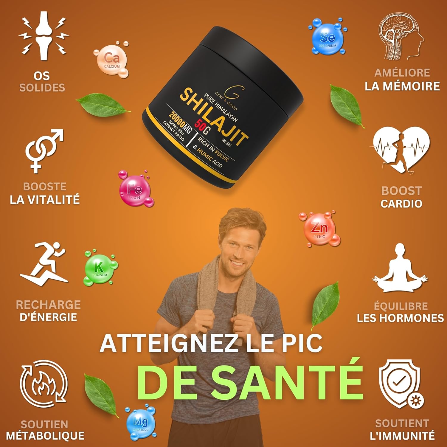 Gene & Good® Shilajit Pure 50g - Résine De Shilajit Himalaya Purifiée - Himalaya Bio - Approvisionnement pour 3 Mois - Riche en Acide Fulvique (88%), Acide Humique (Résine (Lot de 1) 1 unité (Lot de 1)