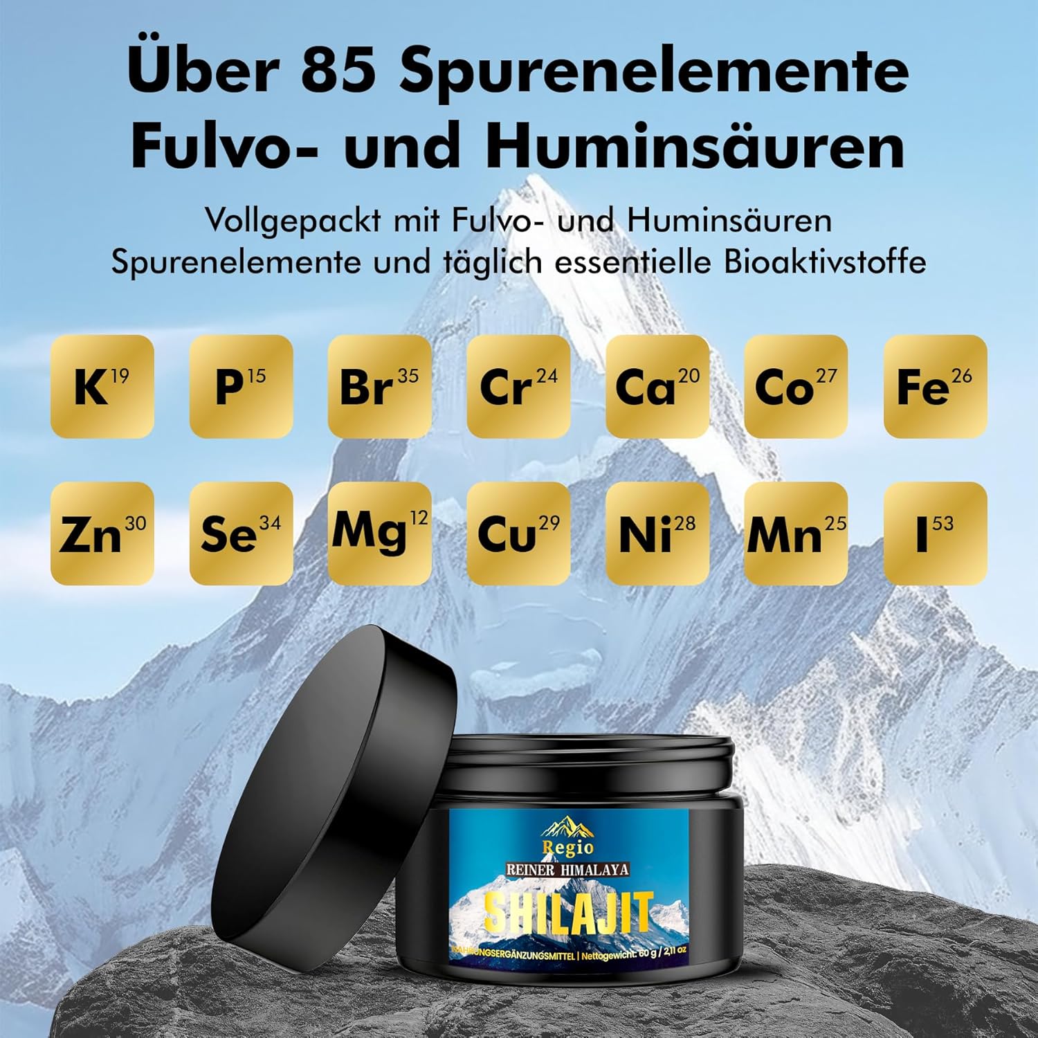 Shilajit Original Himalaya – Résine Pure “Grade A” avec 75% d’Acide Fulvique & 85+ Minéraux, Haute Concentration, Naturel & Sans Additifs – Énergie, Vitalité & Bien-Être Pour Hommes Femmes (Original)