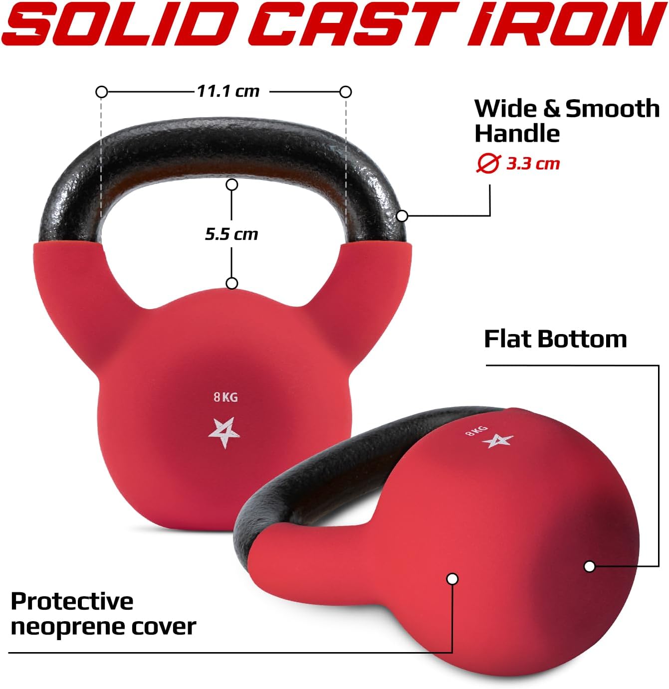 Kettlebell 2-20kg en fonte avec revêtement en néoprène, Kettlebells multicolores D - 8kg