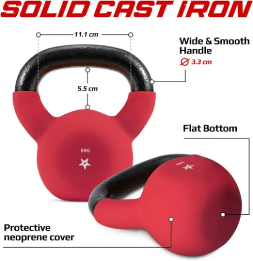 Kettlebell 2-20kg en fonte avec revêtement en néoprène, Kettlebells multicolores D - 8kg