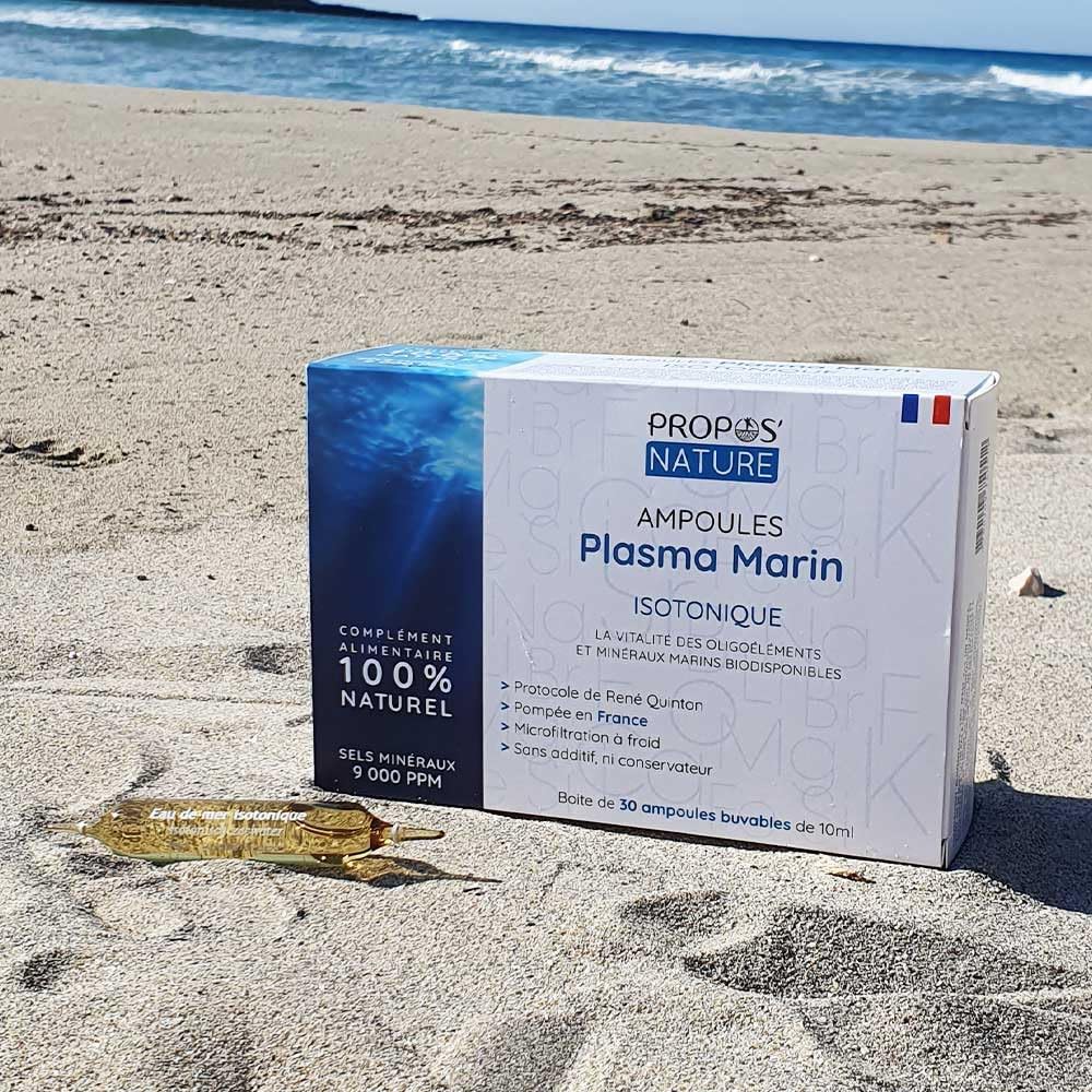 Plasma Marin Isotonique - 9000 ppm - Protocole Quinton - Pompé dans Un site Naturel Filtrée à 0,2micron à Froid - 30 Ampoules de 10 ML - PROPOS'NATURE