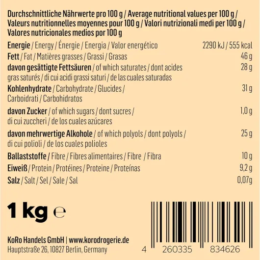Pépites de chocolat noir sans sucre 1 kg - Chocolat de couverture, 72% de cacao Vegan