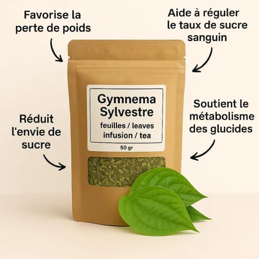 Gymnema Sylvestre Feuilles Coupées 50g – Sachet Kraft Refermable – Tisane Naturelle – Origine France – Qualité Premium – Infusion Bien-Être & Équilibre Sucre
