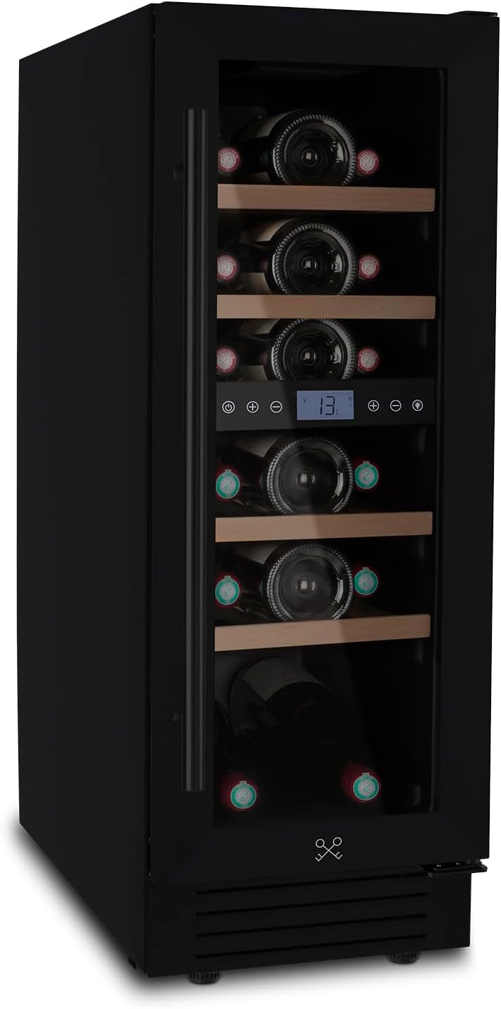 Cave à Vin Encastrable 17 Bouteilles CAVCEDB17 53L Black Edition, 2 Zones de Température, Design Élégant en Acier Inoxydable, Réglage de Température de 5°C à 20°C, Anti-UV, LED