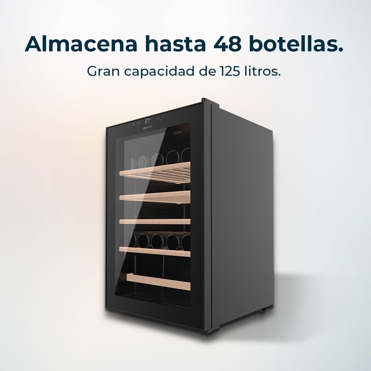 Cave à Vin 48 Bouteilles Bolero GrandSommelier 4850 Black Compressor, Réfrigérateur à Vin, Système Compresseur, Haute Performance, Température Réglable et Éclairage LED Intérieur, Design Noir