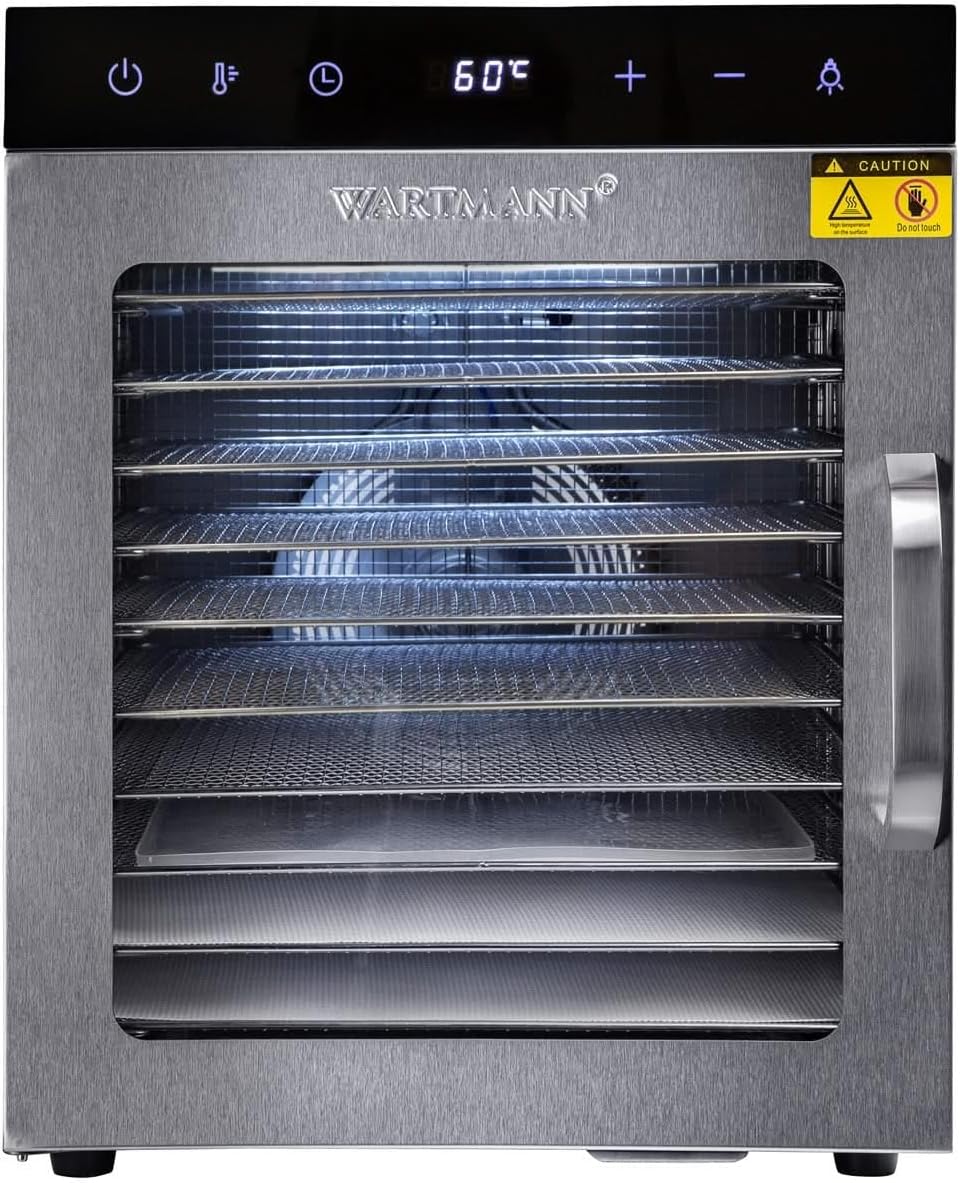 Wartmann WM-2110 DH Déshydrateur automatique en acier inoxydable – Déshydrateur compact avec 10 grilles de déshydratation en acier inoxydable sans BPA