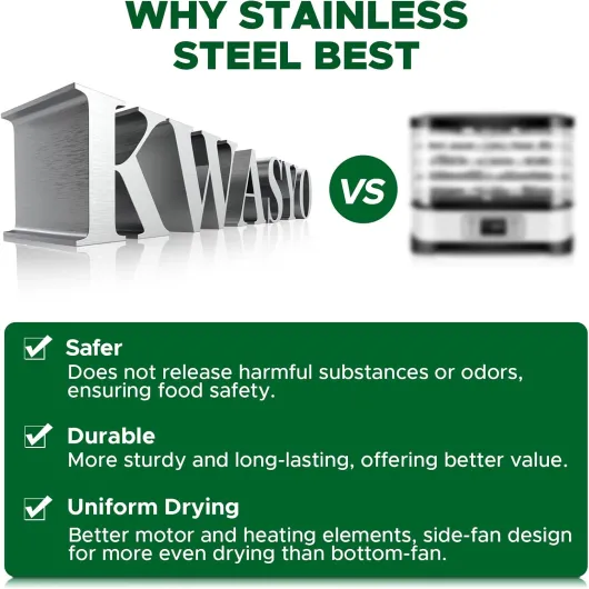 Déshydrateur Alimentaire 750W Inox avec 12 Plateaux, Déshydrateur Professionnel avec Minuterie Numérique, Contrôle Température, Protection Surchauffe, Livre de Recettes Inclus