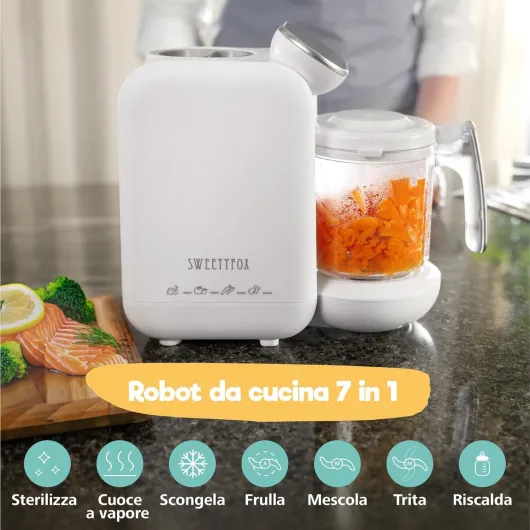 Cuiseur Mixeur Bebe - 7 Fonctions - Vapeur, Mixeur, Pulse, Nettoyable, Stérilise, Réchauffe, Décongèle - Robot Cuiseur Bebe