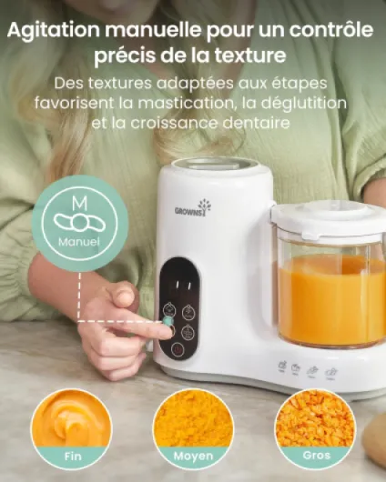 Robot Cuiseur Mixeur Bébé avec Panier Vapeur, Cuiseur Vapeur Mixeur Multifonctions Automatique pour Purées Maison Sain, Sans BPA