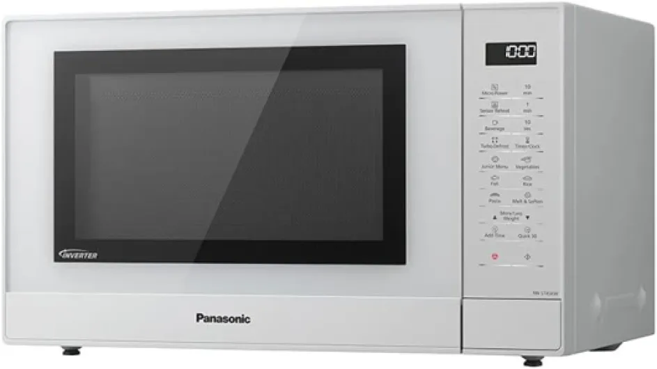 NN-ST45KWEPG Four à Micro-ondes à Inverter avec Plateau Tournant, 32 Litres, Acier Inoxydable, 1000 W, 21 Programmes Automatiques, 7 Niveaux de Puissance, Écran LCD, Menu Junior, Blanc Blanc Micro-ondes solo