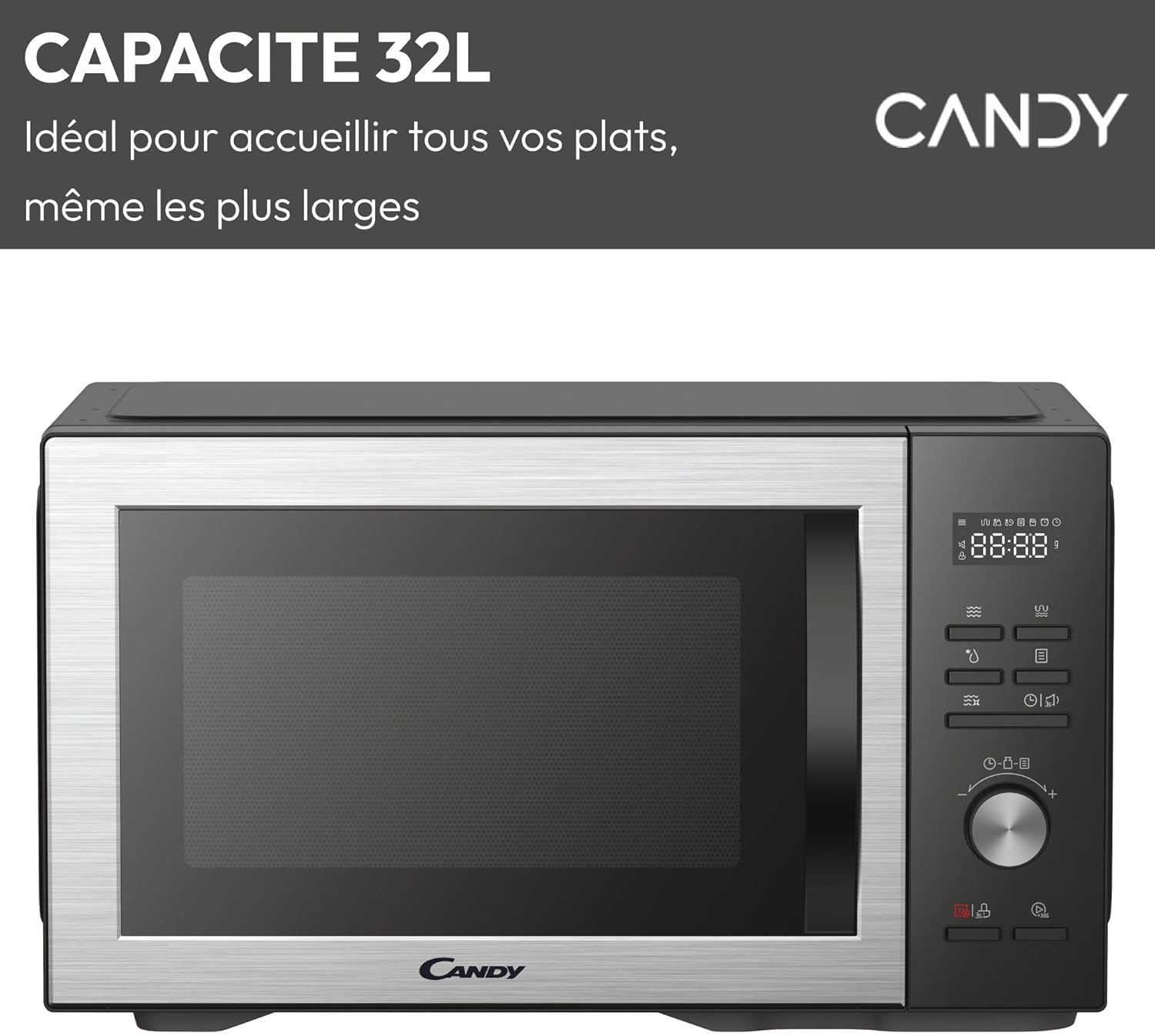 CMGA31EDLB Four Micro-ondes, Gril Quartz 1000W, Grande Capacité 31L, Recettes Automatiques, Fonction Gril, Nettoyage Auto, Programmateur digital, Fonction décongélation, Noir Silver GRIL 31L DIGITAL Noir & Argent