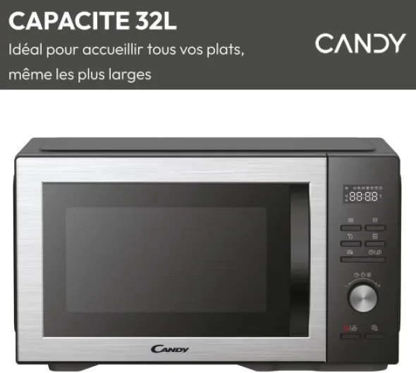CMGA31EDLB Four Micro-ondes, Gril Quartz 1000W, Grande Capacité 31L, Recettes Automatiques, Fonction Gril, Nettoyage Auto, Programmateur digital, Fonction décongélation, Noir Silver GRIL 31L DIGITAL Noir & Argent