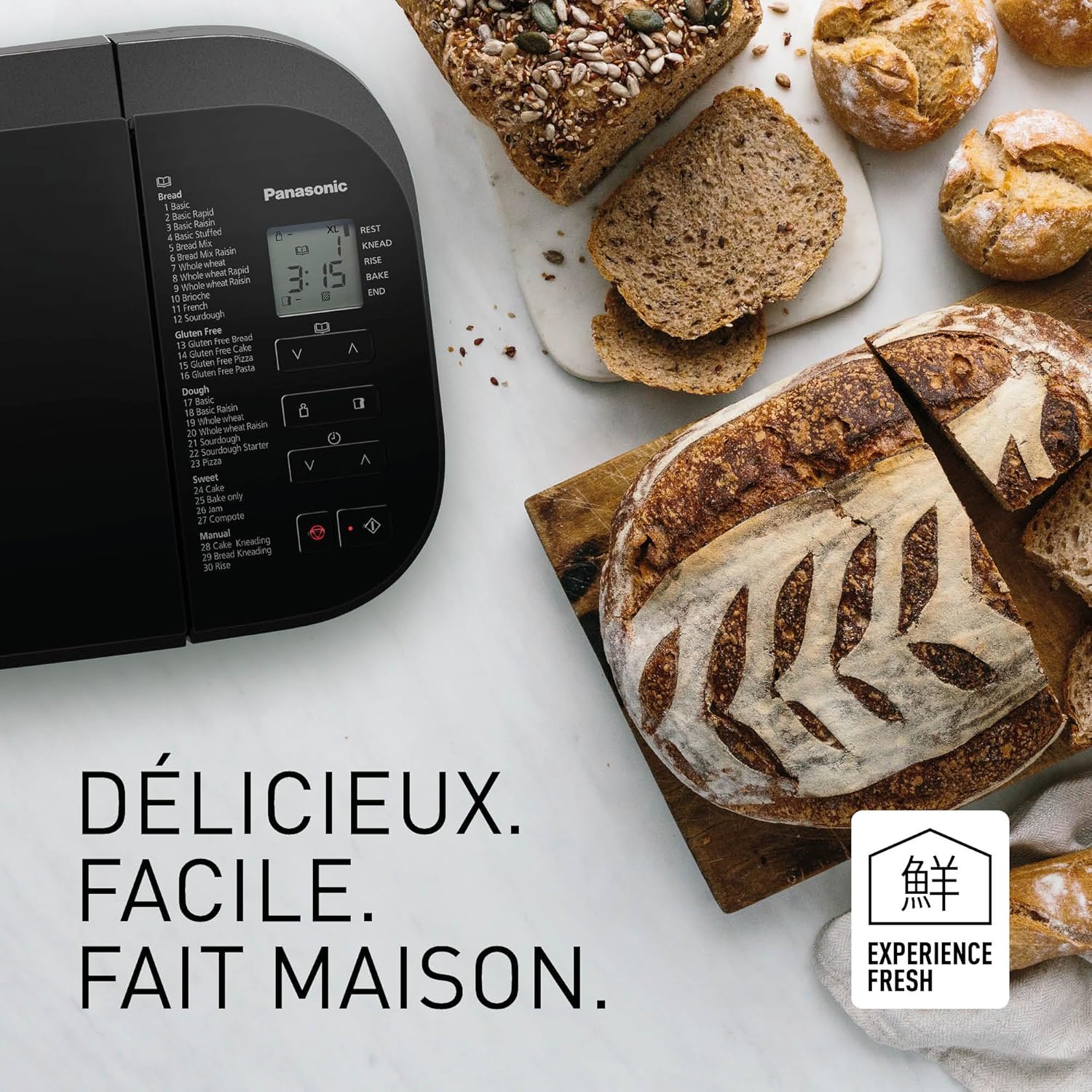 SD-R2530 Machine à pain, avec 30 programmes de cuisson, des programmes spéciaux, sans gluten, 3 tailles de pain au choix, minuterie, noir Noir Sans distributeur de levure