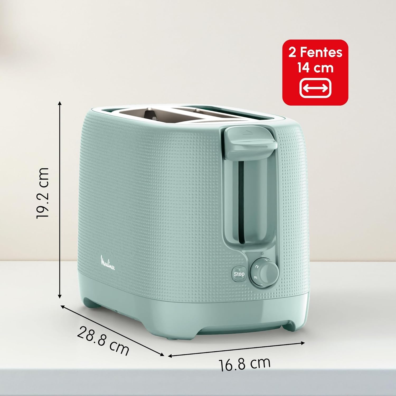 Grille-pain 2 fentes extra-larges, Bouton arrêt, 7 niveaux de dorage, Réchauffage, Poignée de surélévation, Tiroir ramasse-miettes amovible, Morning, Eucalyptus, LT2M1310 Grille-Pain 2 fentes - Morning