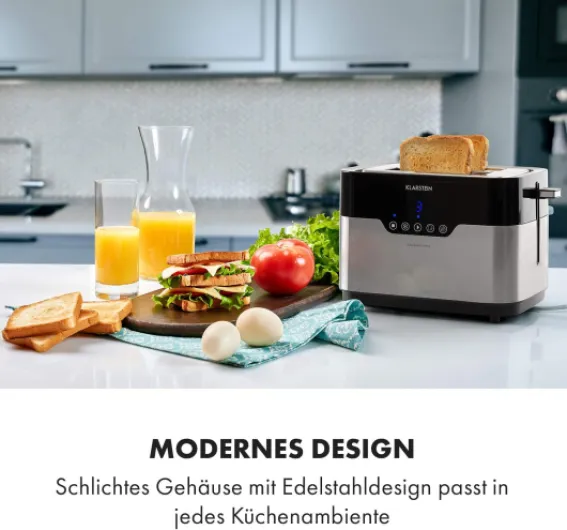 Arabica Grille-pain - 920W, Panneau de contrôle tactile, Affichage LED, Fonction dégivrage, préchauffage et arrêt, Grille de cuisson, Tiroir à miettes, acier inoxydable