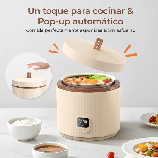 Cuiseur à Riz 1,5L Mini Multifonctions pour 1-3 Personnes Marmite à Riz Intérieure Antiadhésive à Revêtement Céramique (Beige)