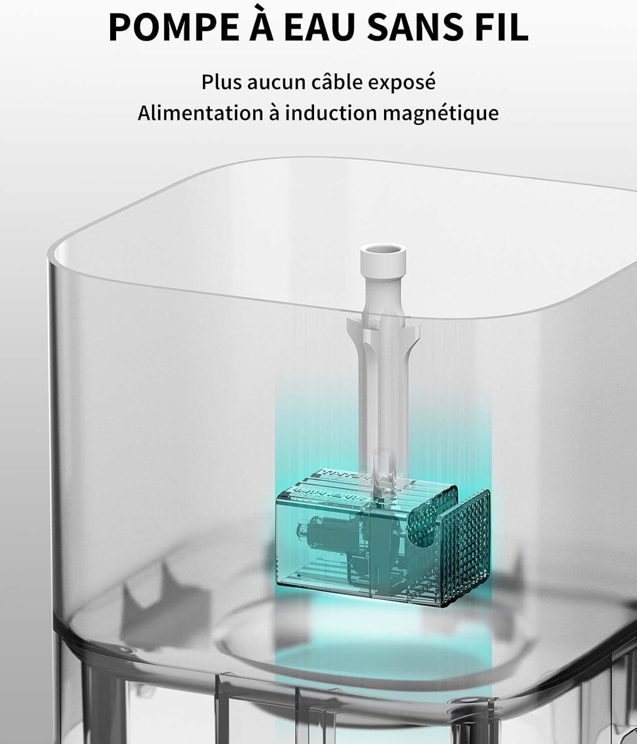 CYBERTAIL Fontaine à Eau pour Chats, avec Pompe à Eau sans Fil, Moins de 25dB, Filtre 3.0, Equipé de Lumières LED, Capacité de 1,8L pour Chats Chiens et D’Autres Animaux de Compagnie (Gris) Gris Foncé