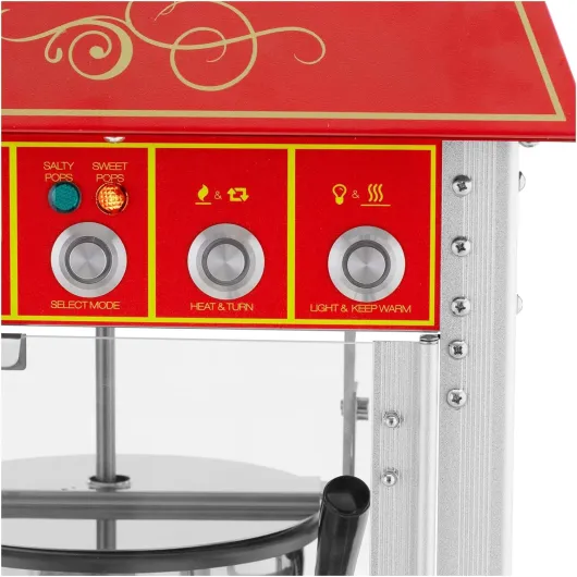 Machine à pop-corn avec chariot 1500 W design rétro 195/235 °C 2 températures pour pop-corn sucré et salé Rouge