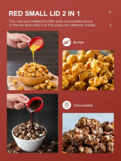 Machine à pop-corn rétro - 1200 W - Pour la maison - Avec air chaud - Sans graisse - Sans huile - Opération à un bouton - Popcorn Popper - Rouge