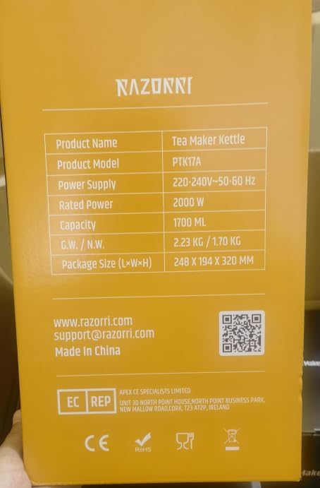 Théière électrique - 1,7 L - Panier à thé relevable automatique - 5 types de thé et 3 niveaux d'infusion - Garde au chaud jusqu'à 60 minutes - Démarrage retardé jusqu'à 24 heures