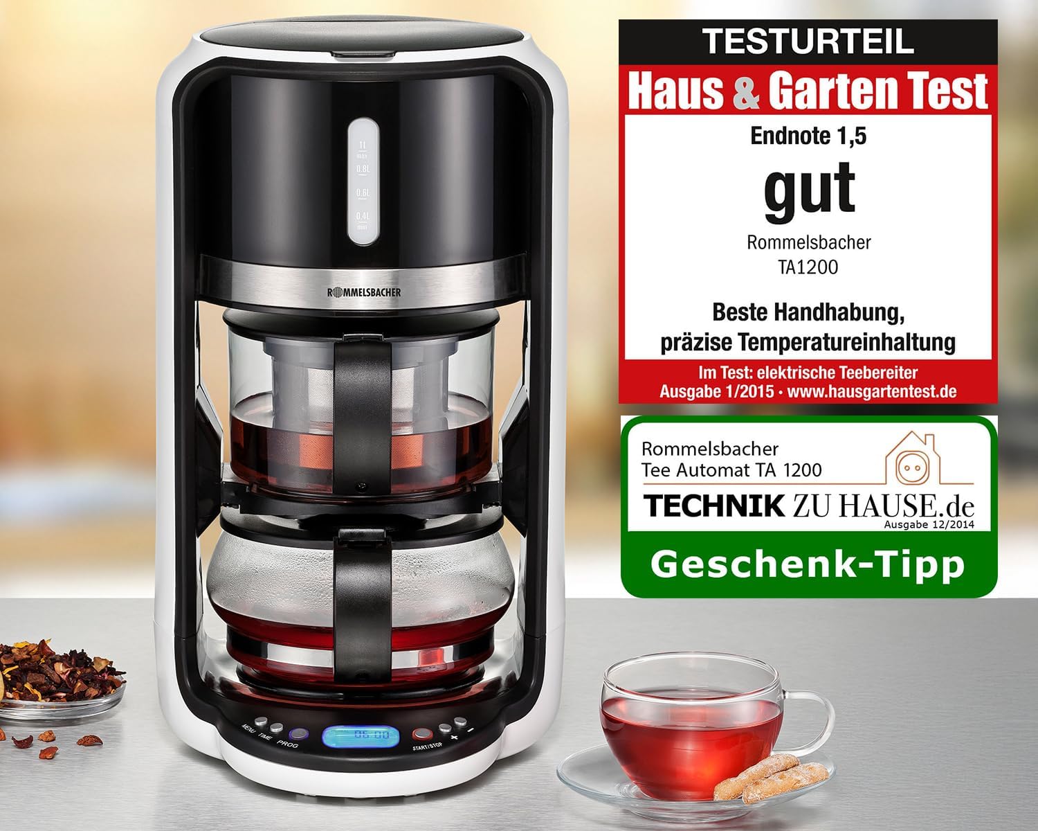 Rommelsbacher TA 1200 Machine à thé 1 200 W Blanc/Noir