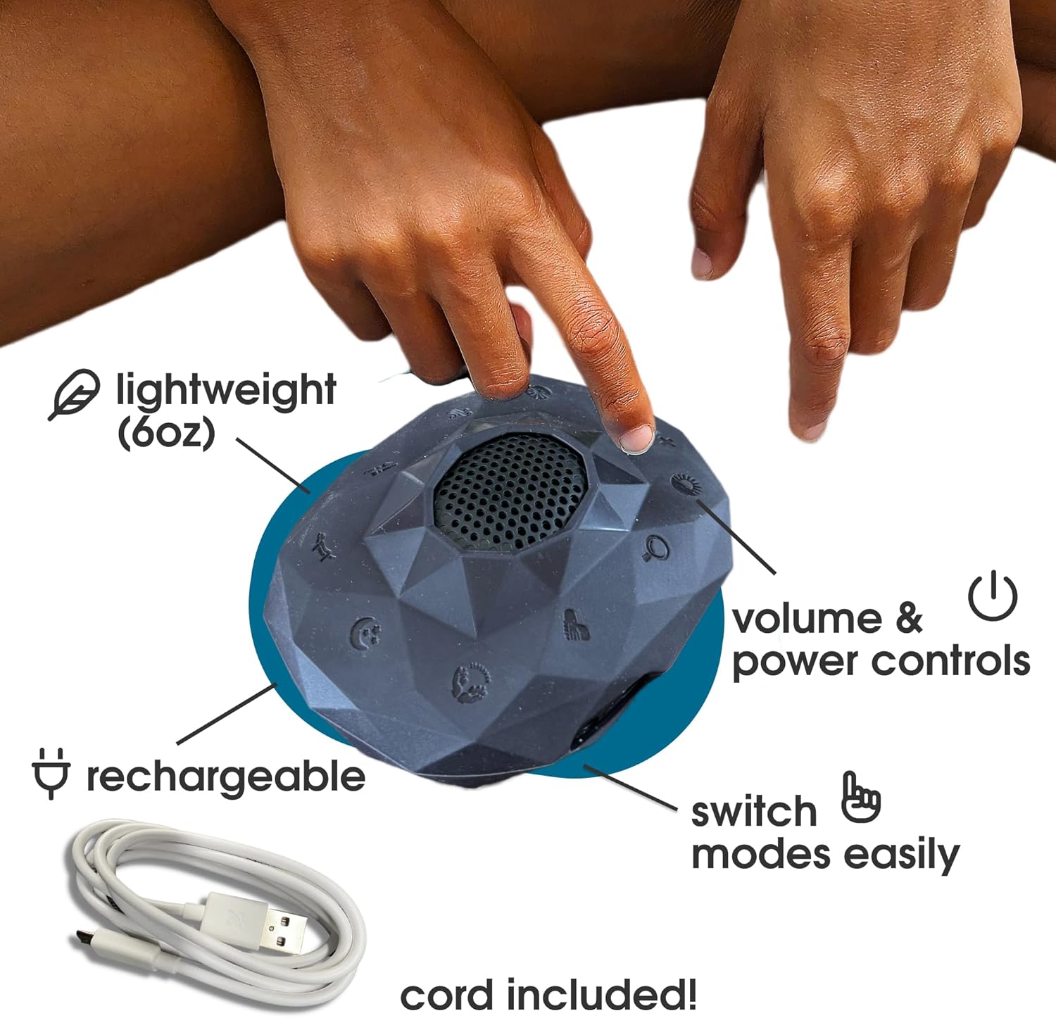 Zenimal Lecteur audio de méditation pour adolescents et adultes - Dispositif breveté de pleine conscience sans écran avec 9 méditations audio et 60 minutes de sons apaisants et de musique, onyx
