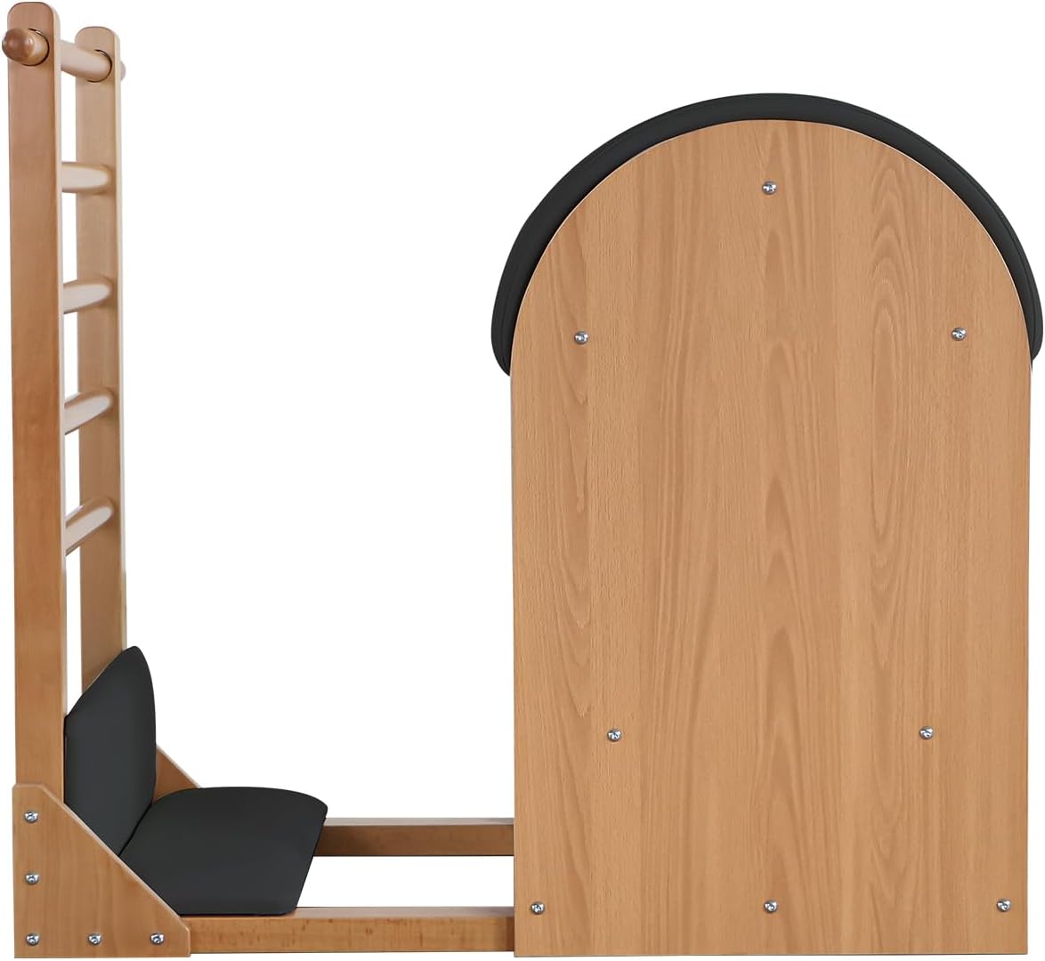 T80 Pilates Ladder Barrel en Bois de hêtre – Appareil d’entraînement Pilates réglable avec 5 barreaux, Design Ergonomique, Base coulissante, Usage Studio & Domicile