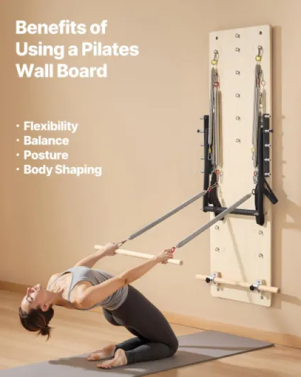 Appareil de Pilates Reformer Mural, Planche à Ressorts de Pilates en Bois d'Érable, Équipement d'exercice avec Ressorts de Résistance, Entraîneur de Yoga Flexibilité et Équilibre, Gym Domicile