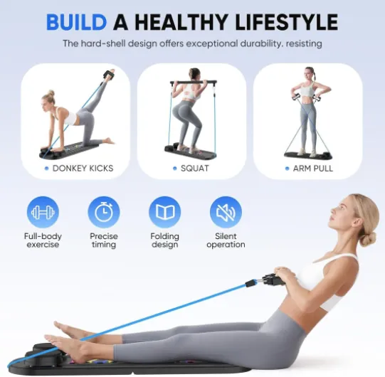 Pilates Reformer - Planche Abdominale Multifonctionnelle 5 en 1 avec Compteur LED - Rouleau À Rebond1 Automatique, Planche Abdominale Multifonctionnelle pour La Maison Et La Salle De Sport Noir