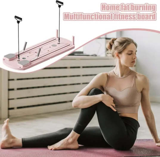 Pilates Board - Machine De Réformatrice Pliable Pilates, Entraîneur De Noyau De Automatique - Rouleau De Muscle Abdominal De L'entraînement Pilates, Équipement De Muscle Abdominal Multifonction Pink