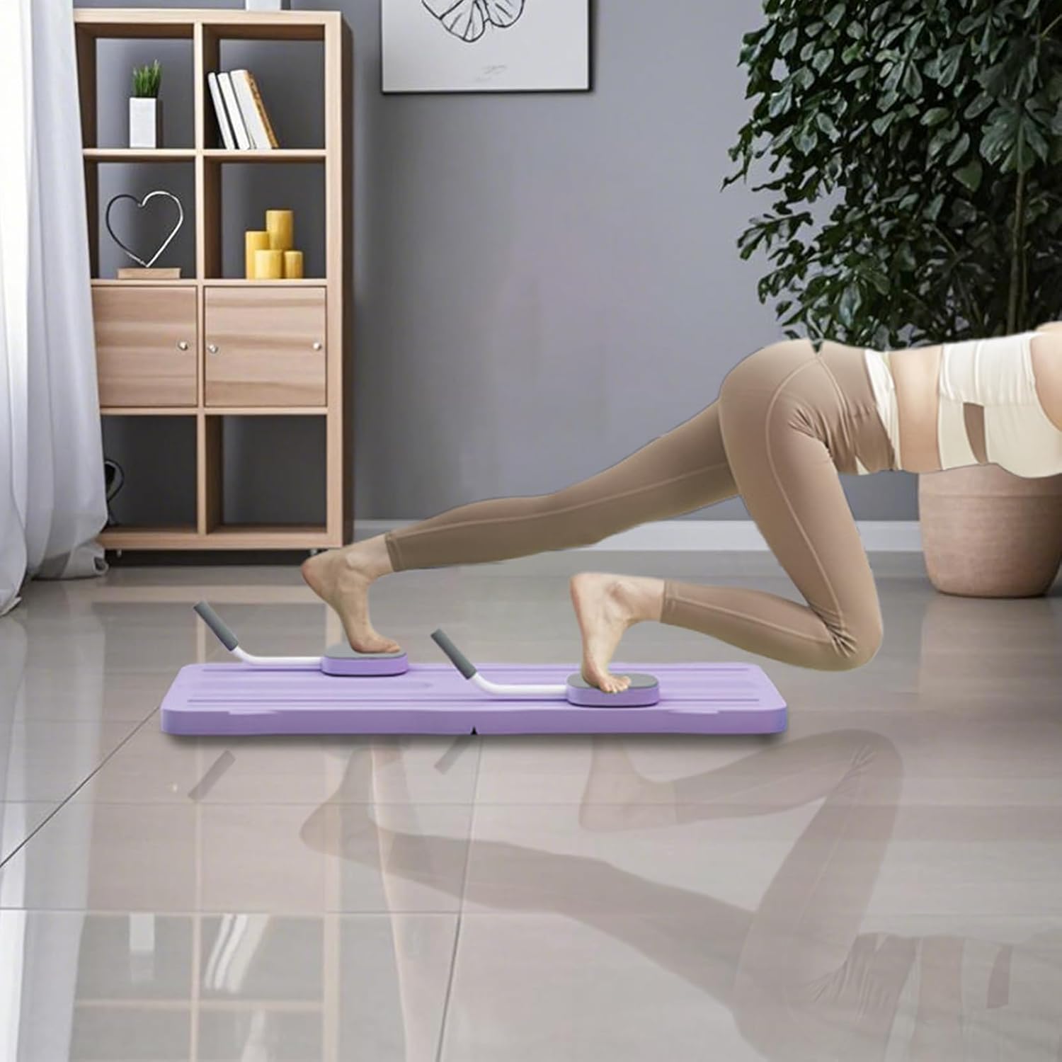 Pilates Board, réformateur de Pilates,Pilates Reformer Board Exercices - Équipement d'entraînement Pliable pour la Formation en Studio, réhabilitation Violet