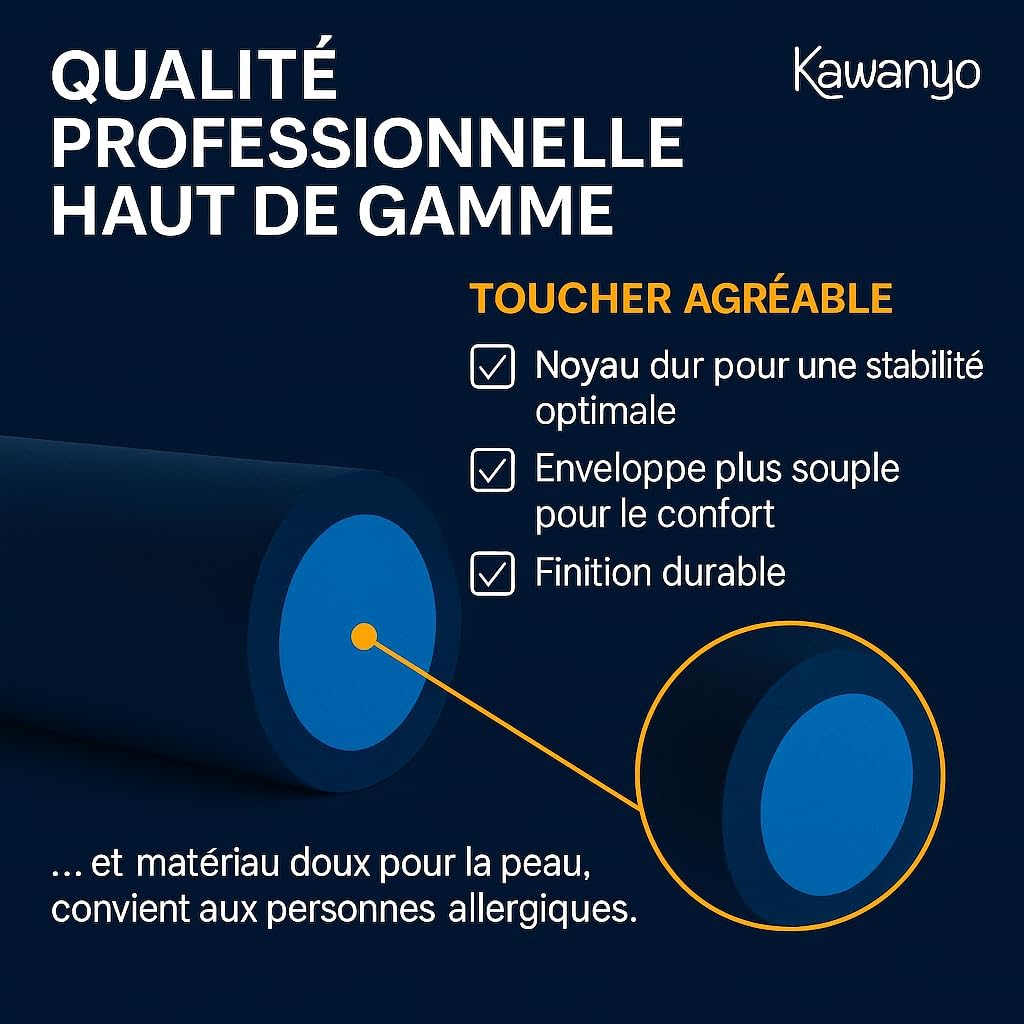 Rouleau Pilates 90 cm pour exercices de stabilité & d'équilibre – Rouleau de yoga en mousse dure – Idéal pour Pilates, Yoga, Fitness, Rééducation & Thérapie – Dark Edition Dark Edition 90cm