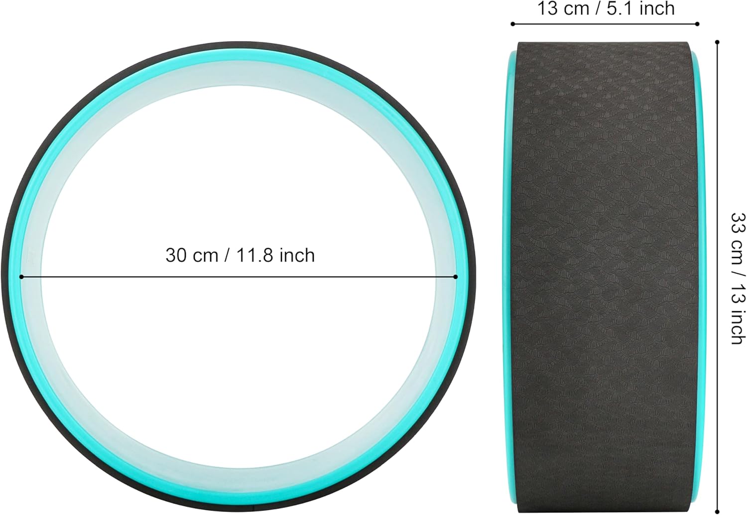 Roue de Yoga/Kits de Yoga/Rouleau de Pilates/de libération de Tension de Muscle - pour étirer, équilibrer Vert/ Noir