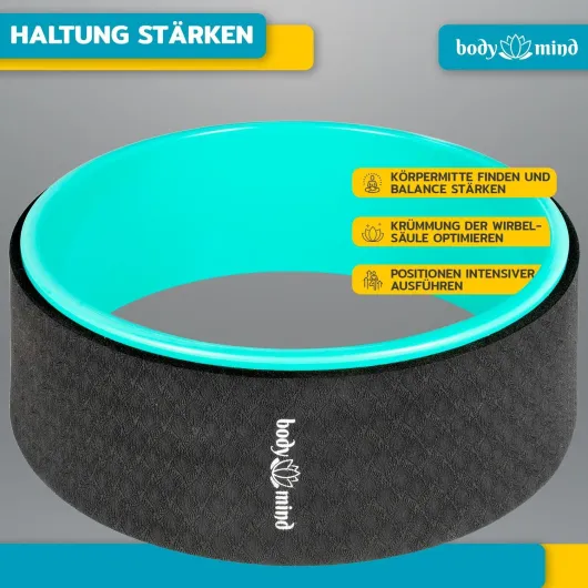 Roue de yoga Fitness Dharmarad pour les asanas et l'étirement du dos ; Rouleau de yoga pour l'étirement Vert