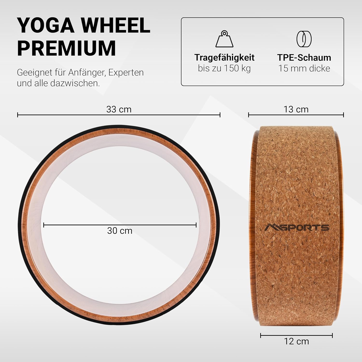 Roue de yoga - Professionnelle - Aide pour les exercices de yoga Menthe (mint)