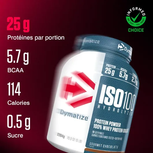 ISO 100 Hydrolyzed Gourmet Chocolate 2264g - Hydrolysat de Protéines de Whey + Poudre d'Isolat Chocolat 2264 grams