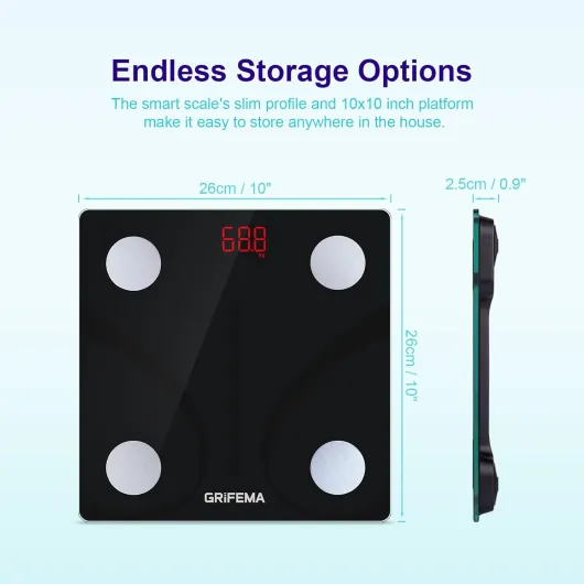 GA2001, Balance personnelle, Impédancemètre avec Bluetooth, Pour IOS et Android, Balance connectée capable de détecter diverses données corporelles noir Unique