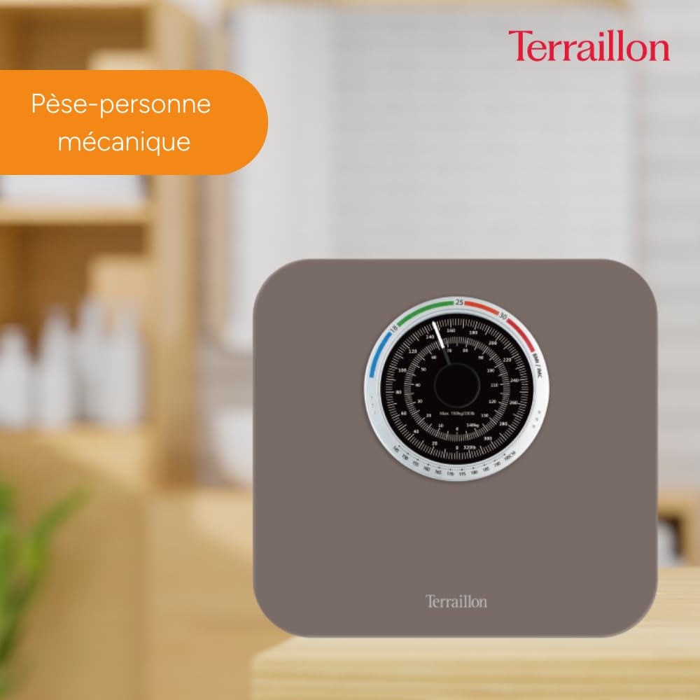 NAUTIC UP, Pèse Personne Mécanique, Balance Grand Cadran avec Indicateur d'IMC, 150kg max, Marron