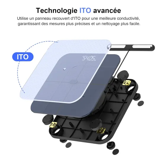 Pèse Personne Impédancemètre, Healthkeep Balance Connectée WIFI & Bluetooth avec 8 Electrodes Haute Précision 46 Données Corporelle pour App Incluse Andriod et iOS, Capacité 180kg/400lb, 30x30cm