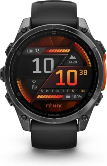 AMOLED Fenix 8 Montre intelligente multisport avec GPS de qualité supérieure - Bracelet en silicone noir - Lampe de poche LED intégrée - Pour homme et femme - 47 mm