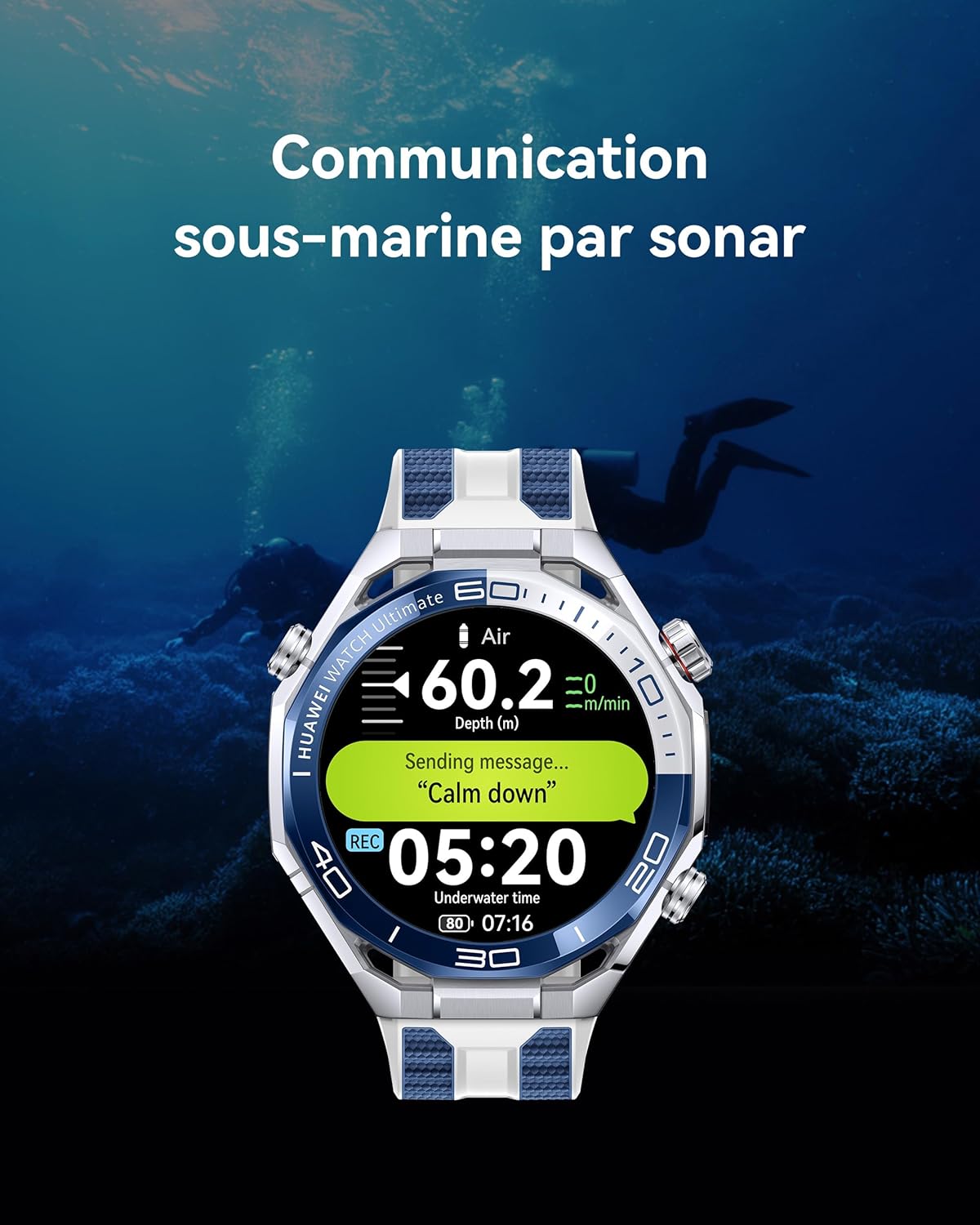 Watch Ultimate 2 Montre connectée+ FreeBuds Pro 4 Noir, GPS, Boîtier de Montre en métal Liquide Ultra fiable, Plongée à 150 m, Communication sous-Marine par Sonar, Suivi de la santé, Bleu Ultimate 2 Paquet avec FB Pro 4 Noir Bleu