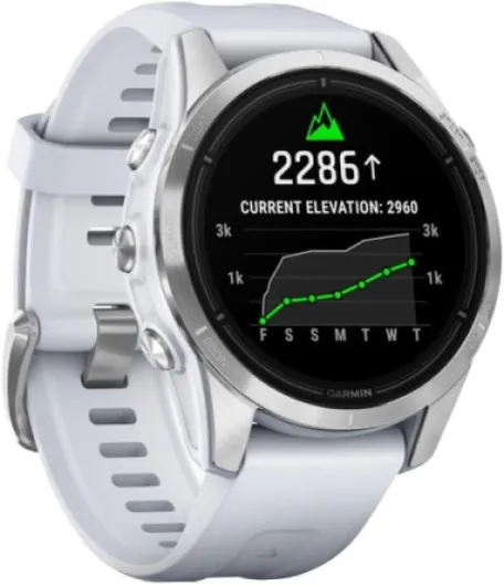 Epix Pro - Montre GPS Multisports connectée avec écran Amoled – Silver avec Bracelet Blanc – Boîtier 42 mm Blanc 42mm