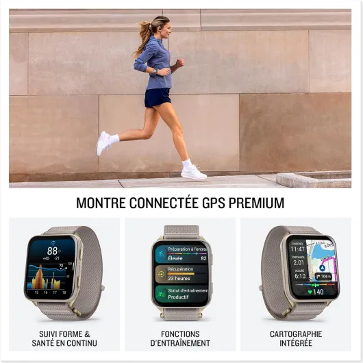 Venu X1, Montre connectée GPS avec écran AMOLED 2″, Lampe LED,boîtier Ultra Fin de 8 mm, Plus de 100 Sports intégrés, jusqu'à 8 Jours d'autonomie en Mode connectée, French Grey