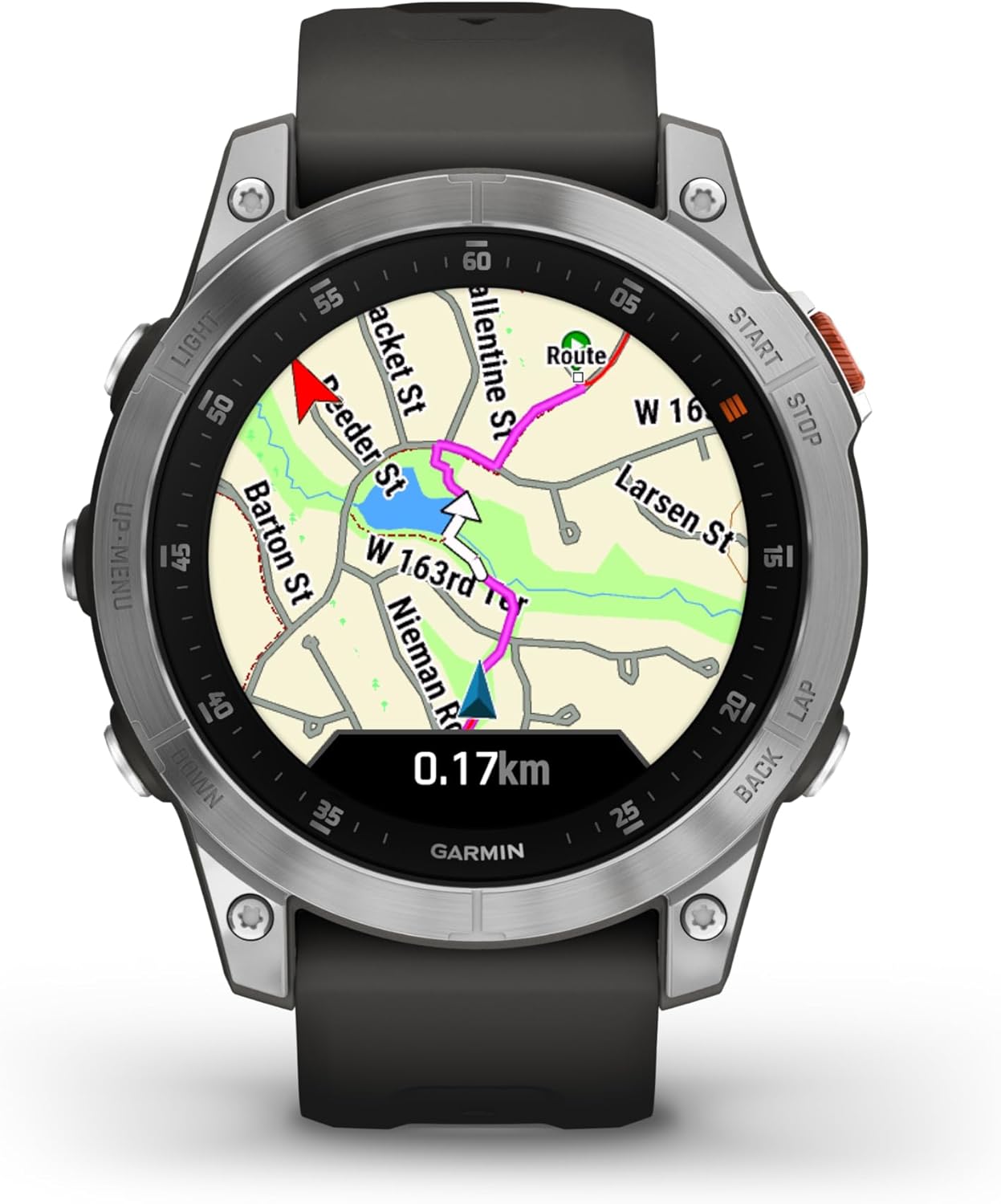 Garmin - Epix- Montre GPS Multisport connectée avec écran AMOLED - Acier, Silver avec Bracelet Gris - Boitier 47 mm (Reconditionné)