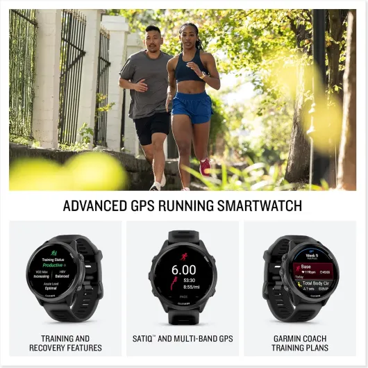 ® Forerunner® 570 Montre Intelligente GPS avancée de Course et de Triathlon, écran AMOLED, Fonctions d'entraînement et de récupération, Aluminium Gris Ardoise avec Bracelet Noir translucide Ardoise/noir 47mm