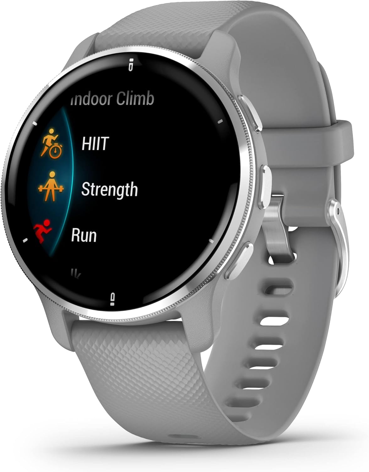 Venu 2 Plus - Montre connectée GPS Multisports avec appels Via Bluetooth & Suivi santé - Silver avec Bracelet Silicone Gris - Boîtier 43 mm