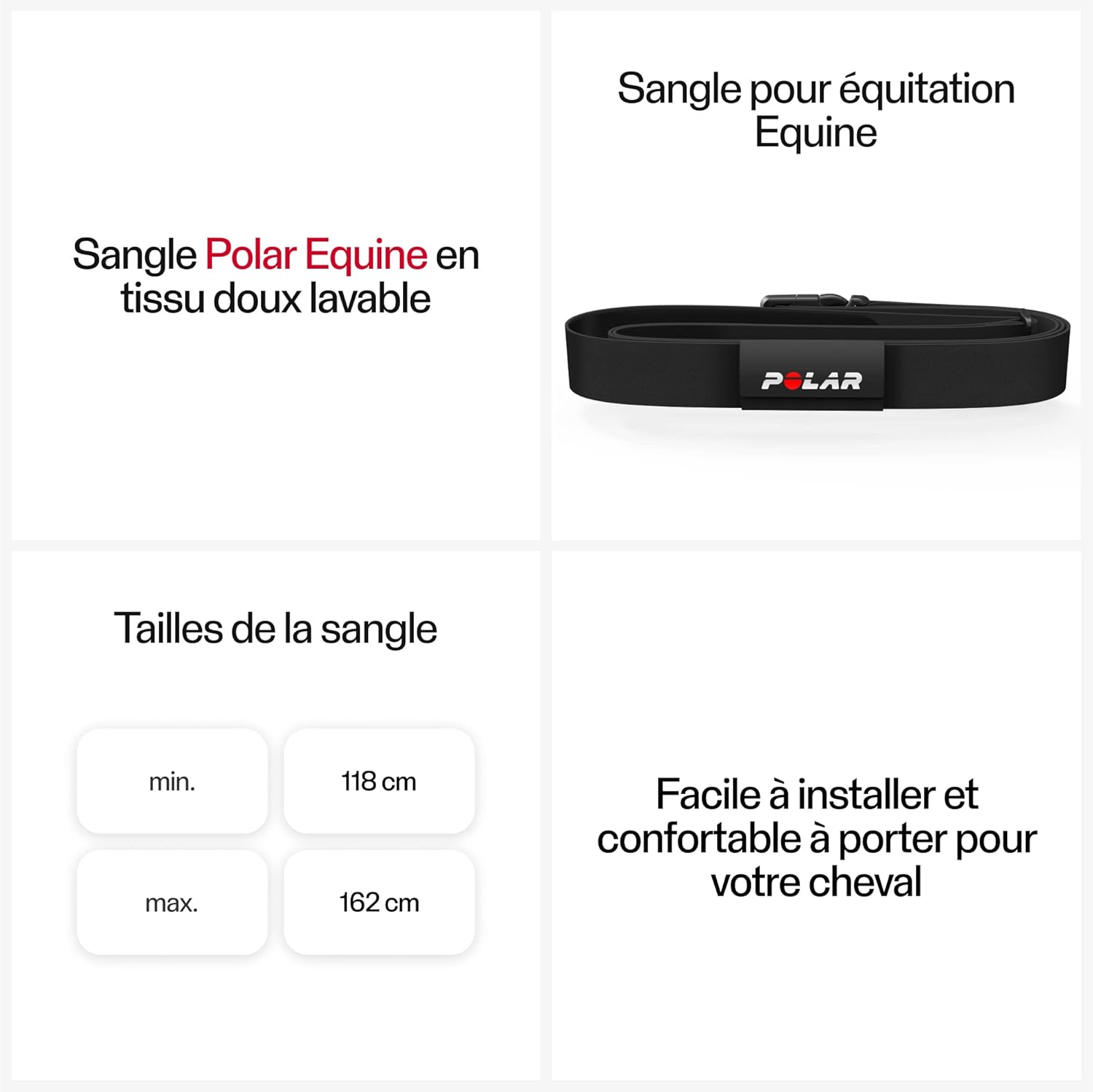 Equine – Pferde Reitsport Trab – H10 HerzFrequency-Sensor – Wasserdichter Pulssensor mit Brustgurt Noir trot Simple